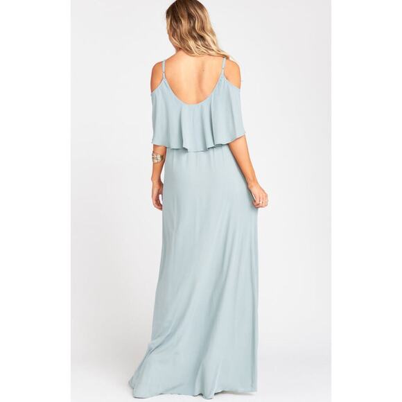 NWT Show Me Your MuMu Caitlin Ruffle Maci Dress In Silver Sage Crisp Size XXS - Picture 2 of 9